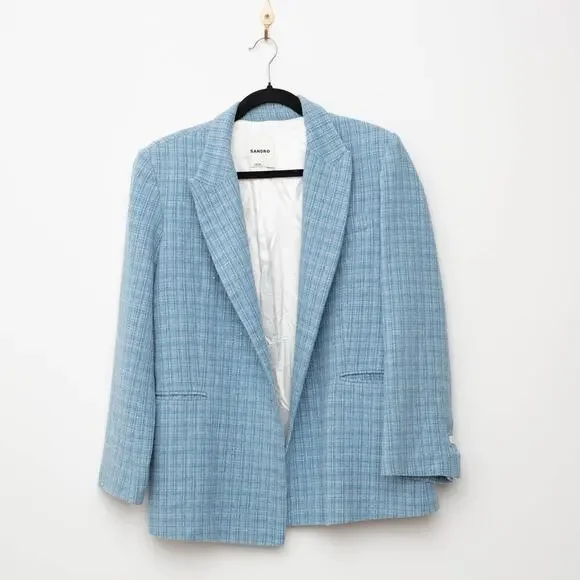 Sandro Nars Blue Tweed Blazer - Picture 5 of 11